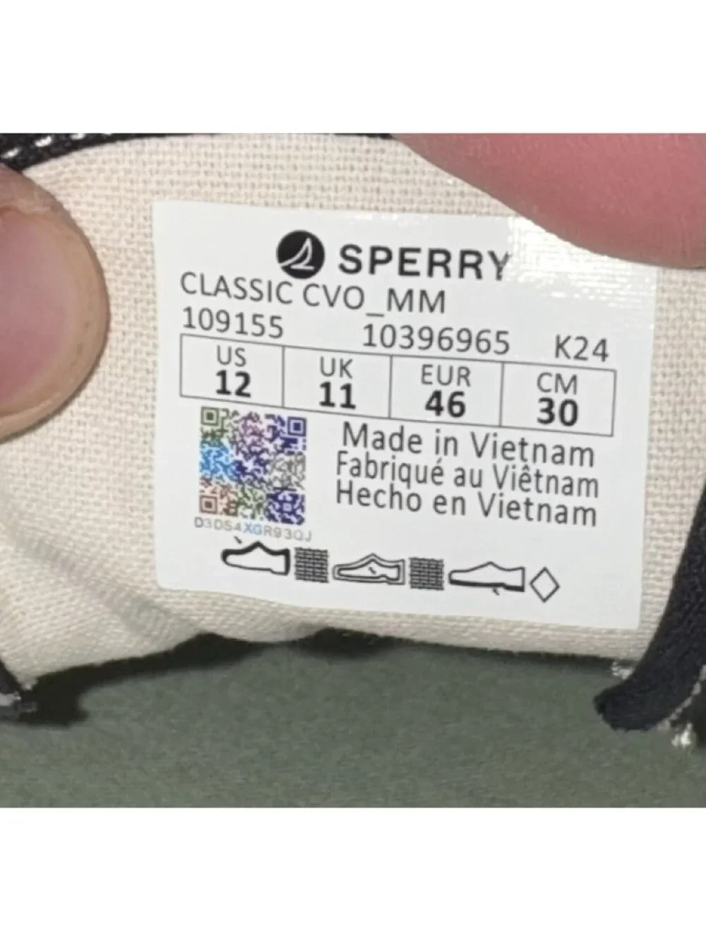 Sperry Classic CVO Mens Canvas Casual Lace Up Boat Shoes Size 12 Black